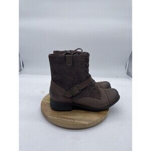 Abeo Verity Boots Womens 9N Brown Leather Ankle Lace Up Zip Combat Style